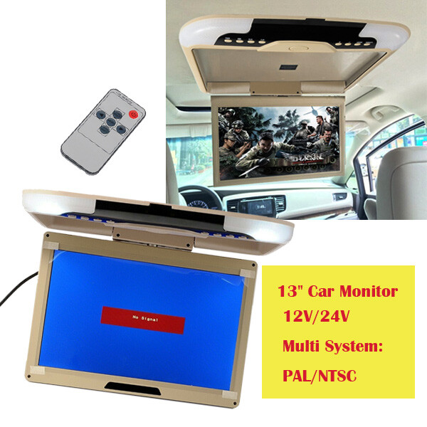 13'' Car Overhead Flip Down Ceiling Monitor 12V/24V PAL/NTSC LCD TFT Beige