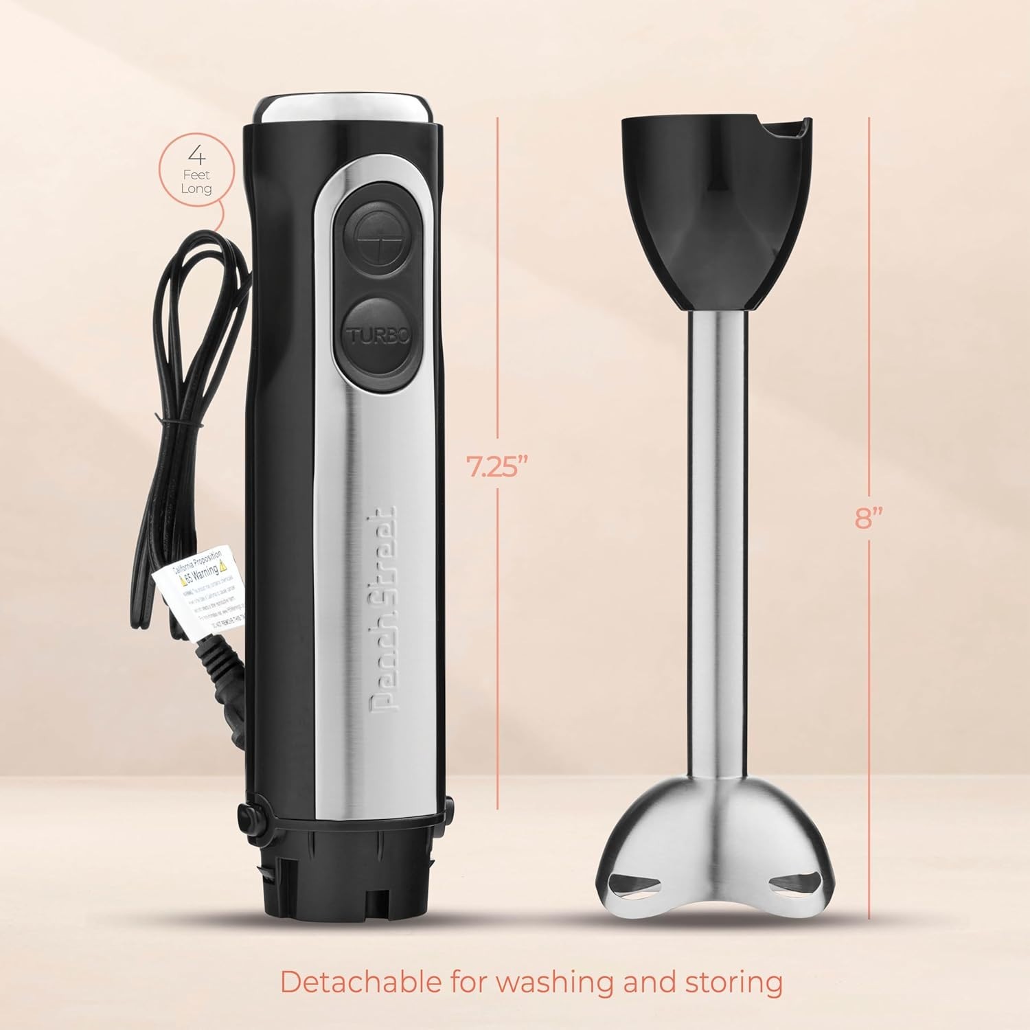 Versatile Electric Blender: 500W Immersion with 304 Stainless Steel Blades