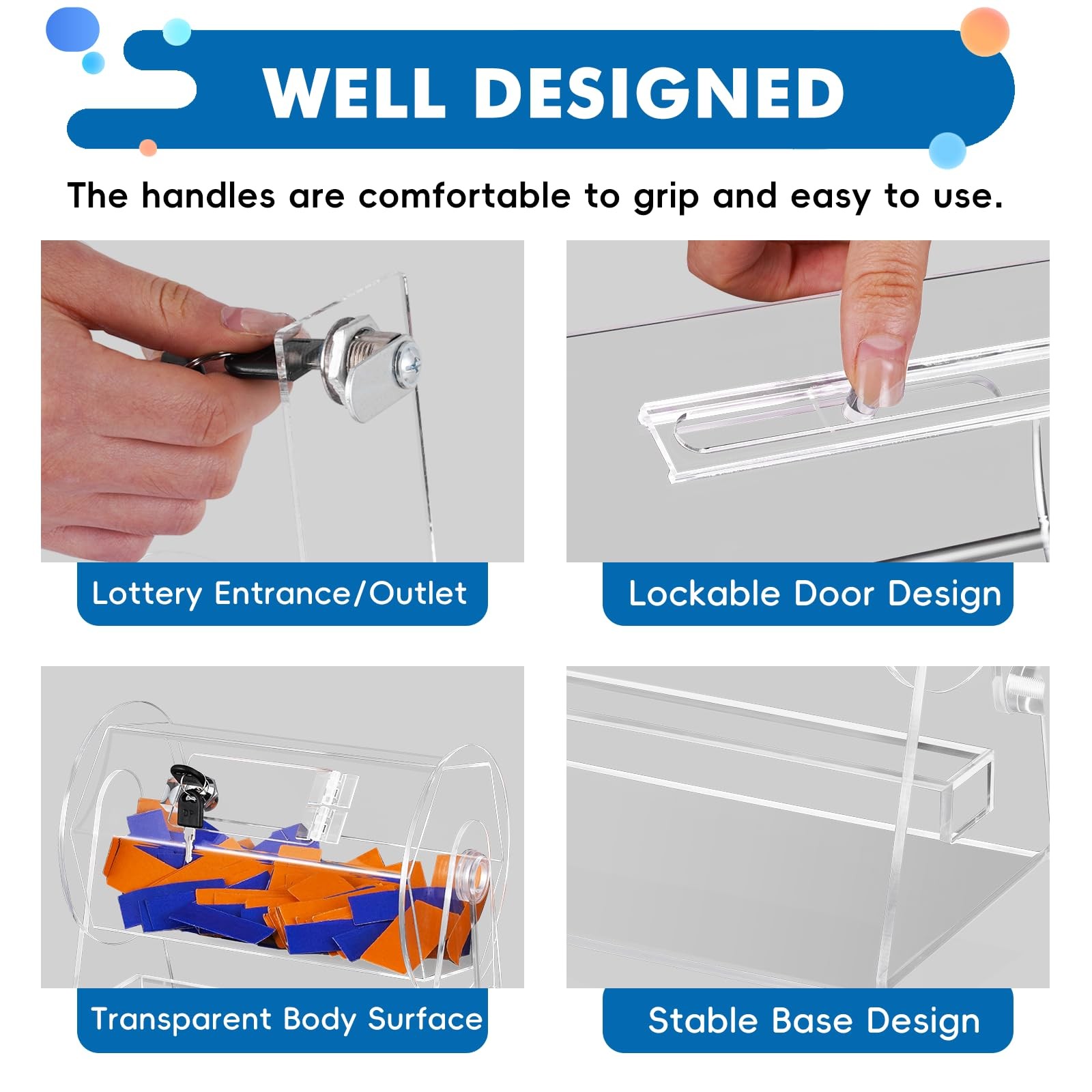 Acrylic Raffle Drum Raffle Ticket Spinner Clear Raffle Ticket Drum Spinner Ca...