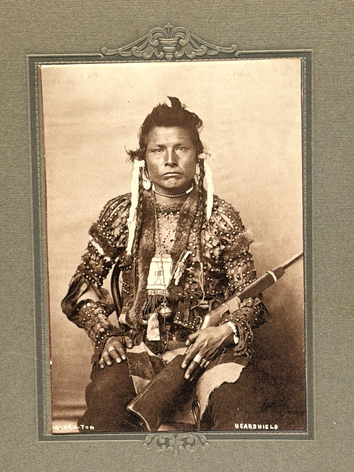 Antique Native American Indian Photograph of Bear Shield (A-Ara-Ton) Warrior