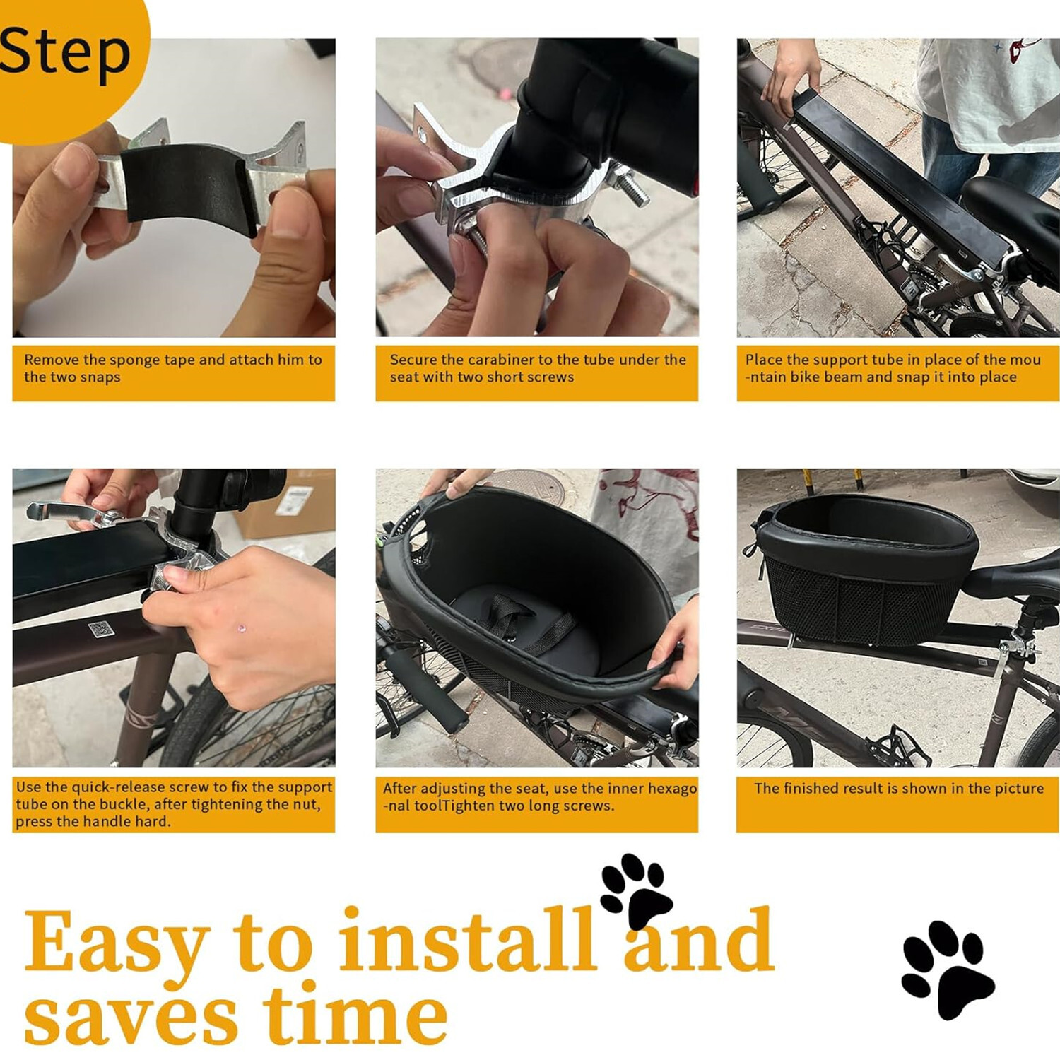 Dog Bike Basket Adjustable Safety Strap Pet Bike Basket Up to 15lbs Small Dogs