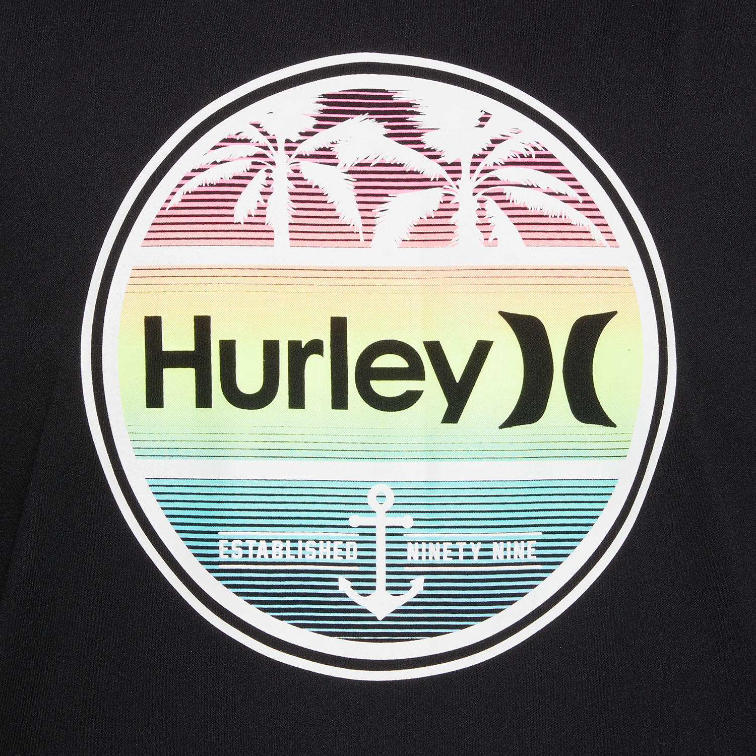 NWT Hurley Long Sleeve Moisture Wicking T-Shirt Rash Guard H2O-Dri Black w/ Logo