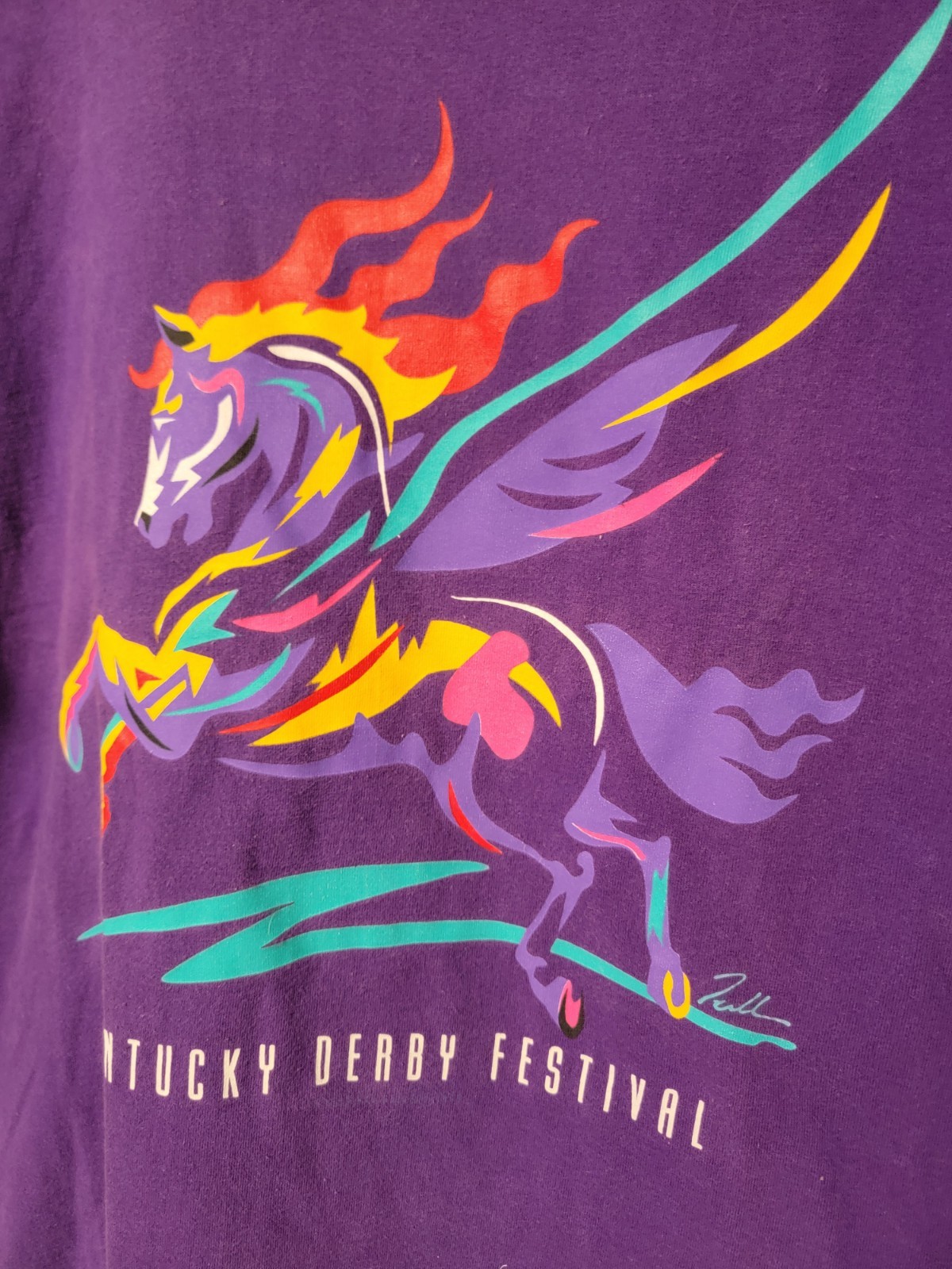 Pegasus Kentucky Derby Festival Vintage 90s Single Stitch Shirt Horse USA Purple