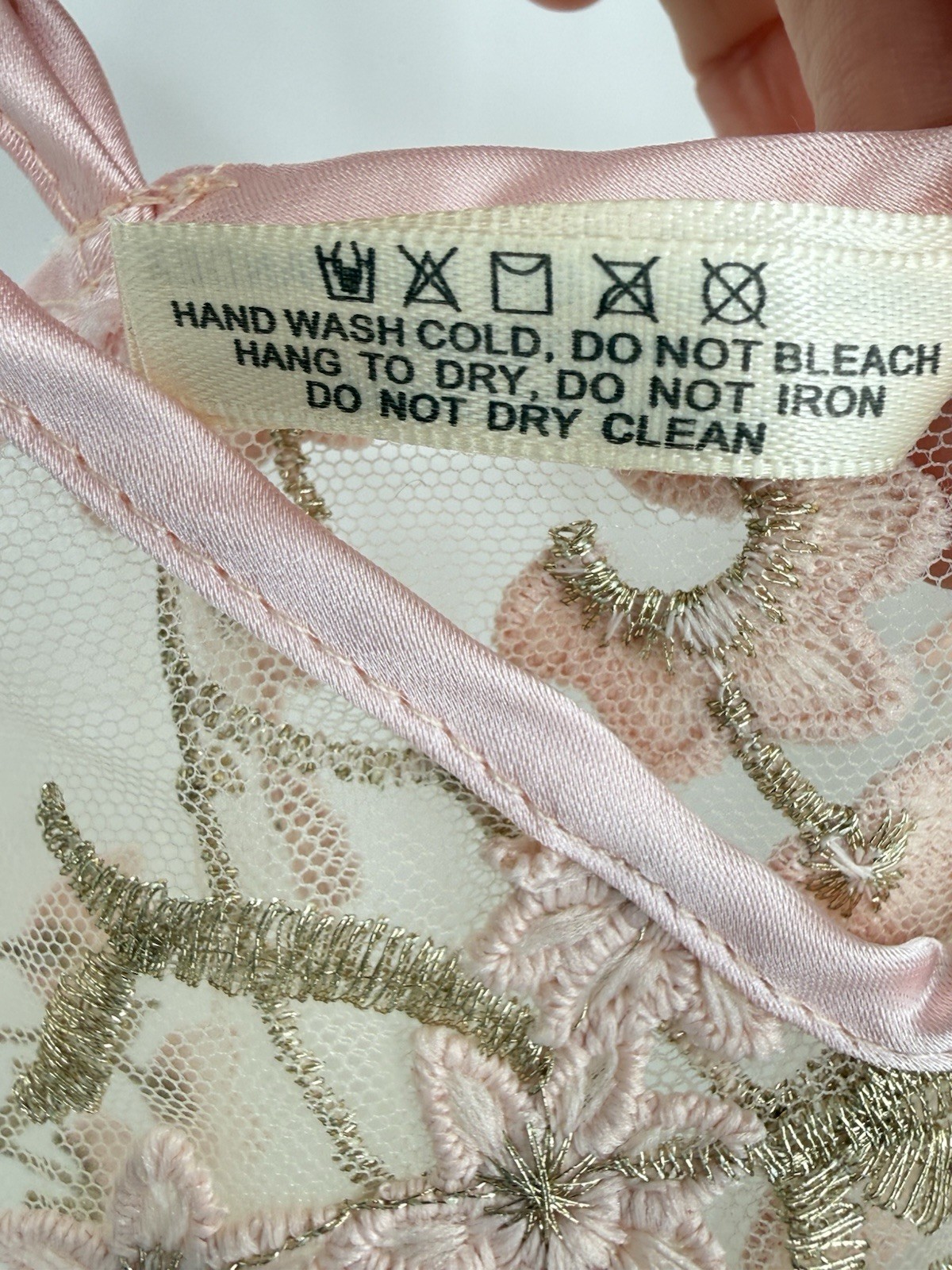 Y2K Roma Confidential Lace Sheer Floral Camisole Size M Pink Gold Embroidery