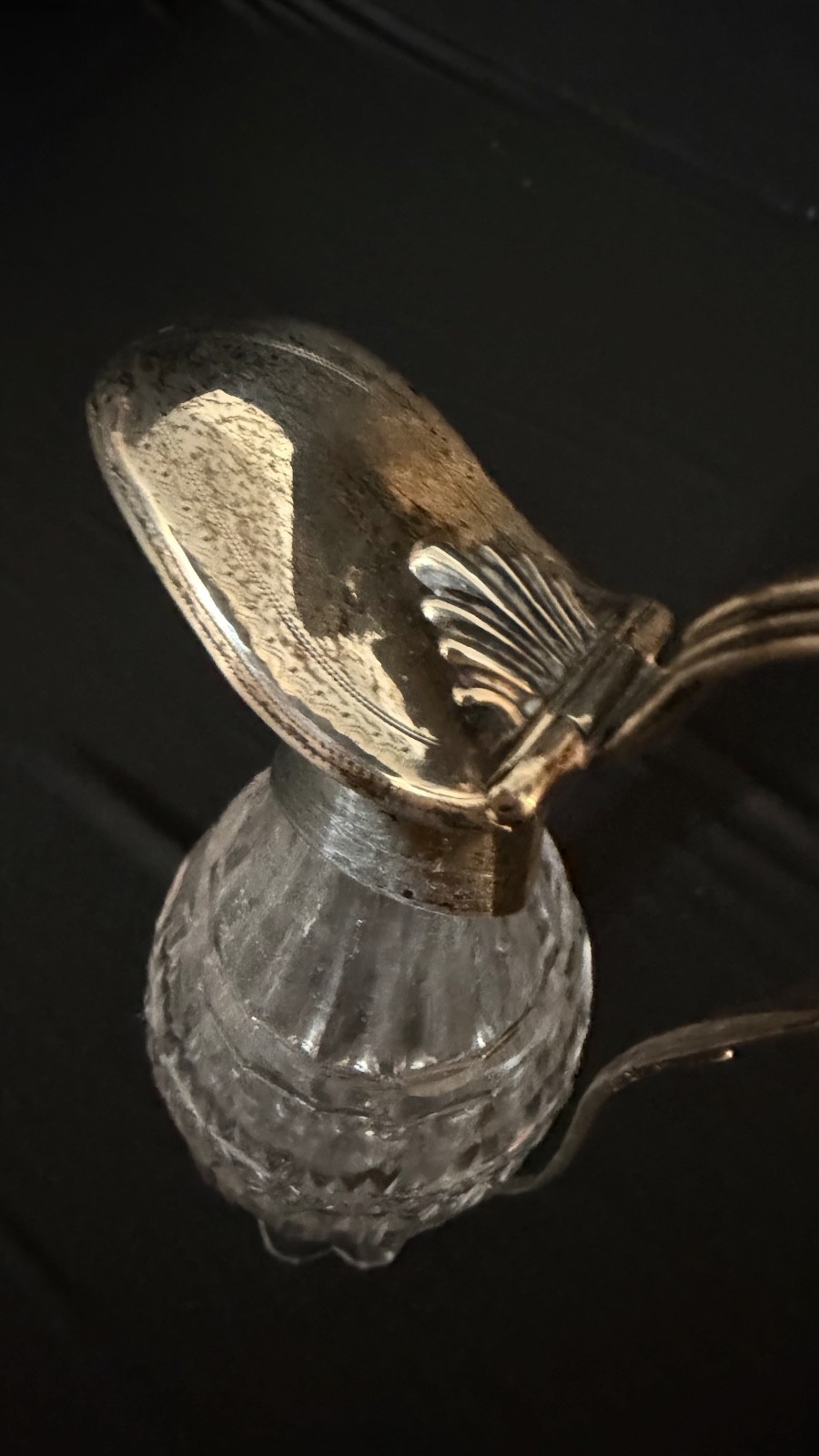 Antique English George III Sterling & Cut Glass Decanter 1800