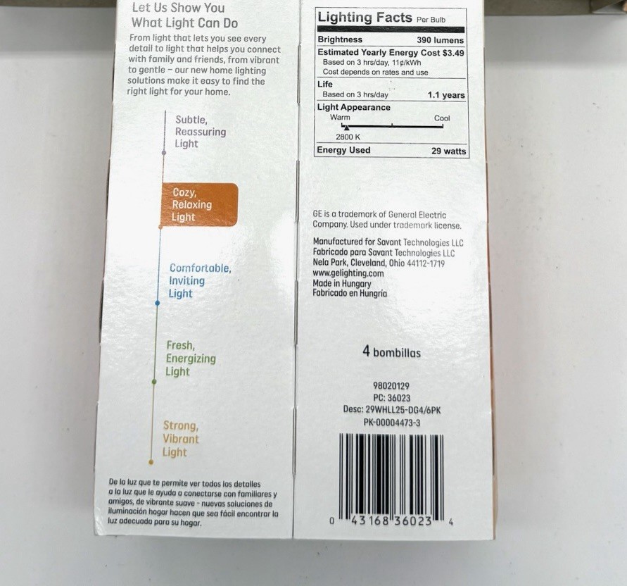 GE - Soft White - Non-LED 29-watt Equivalant 40w - Light Bulbs - 2 Packs/8 Bulbs