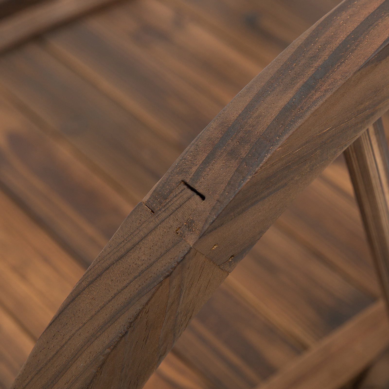 3.3ft Wooden Garden Bridge Arc Stained Finish Walkway with Half Wheeled Railings