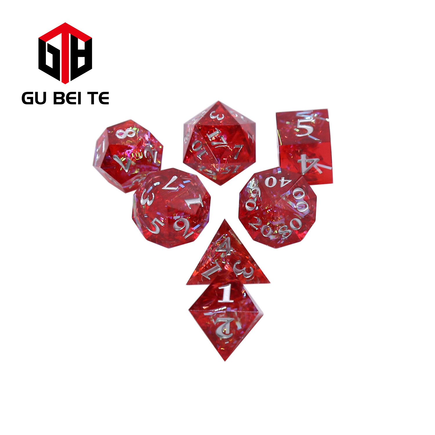 7Pcs DND Dice Set Resin Red Polyhedral Dice D4 D6 D8 D10 D10 D10 D% for Rpg D&D