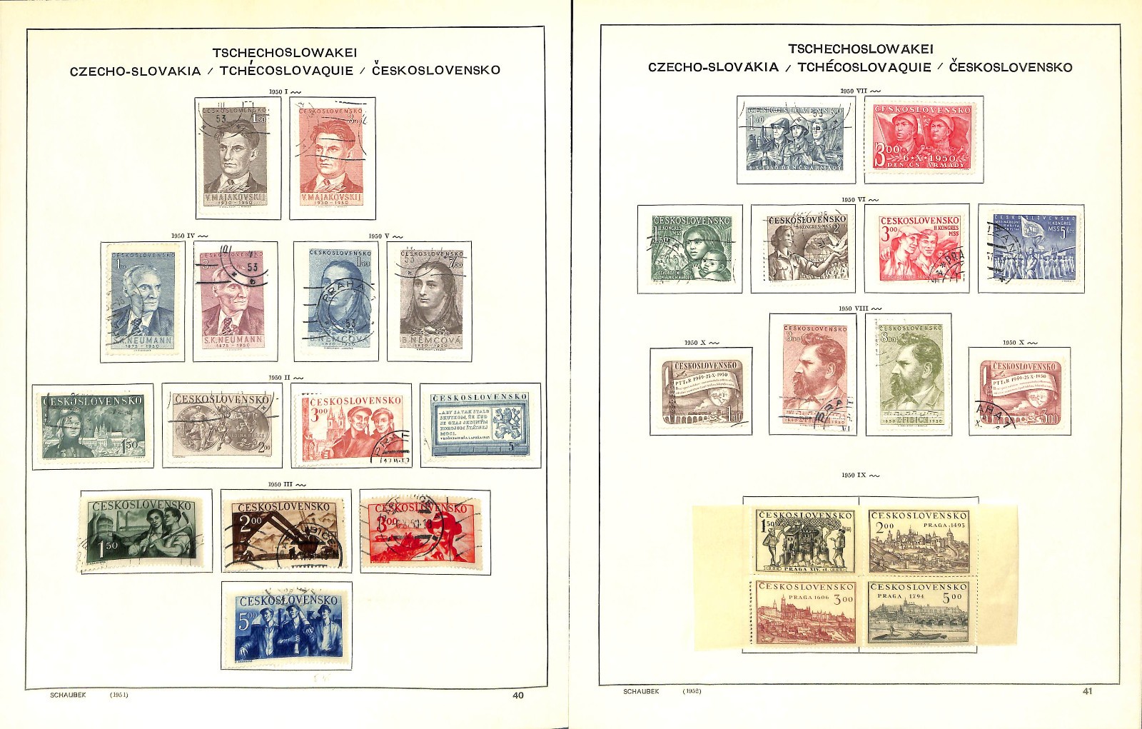 Czechoslovakia Stamp Collection on 40 Scott & Schaubek Pages, 1918-1968 (BH)