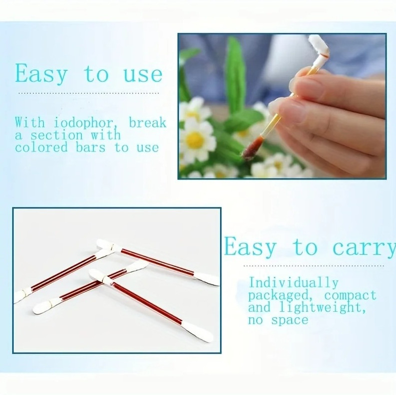 50pcs disposable Iodine Swabs for Wound Disinfection – 50 Swabs/Roll - NEW