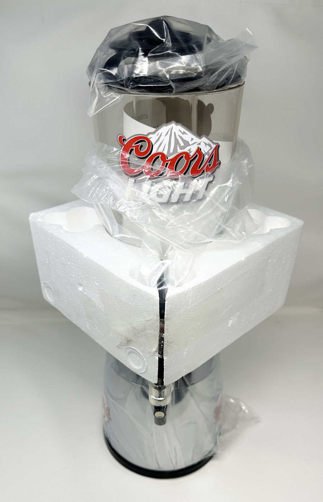 BrewTender Tabletop Beer & Beverage Dispenser - Chrome Base w/ Coors Light Logos