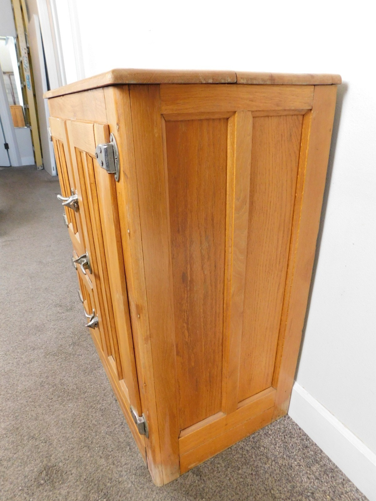 Antique REAL DEAL c1915 ALL Original Oak Ice Box Bar Counter Refrigerator VG HOT