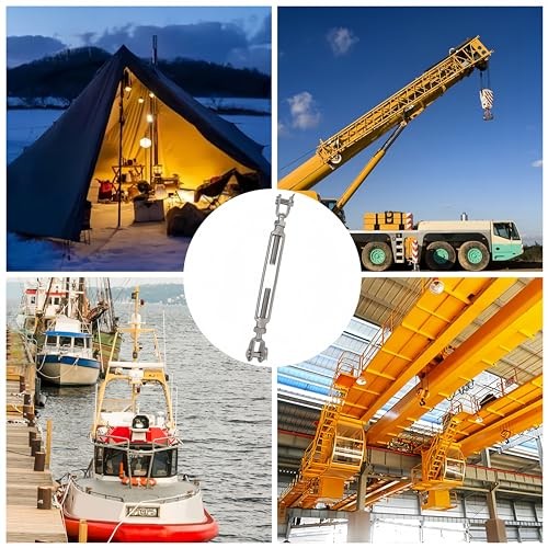 4-PCS 1/4"Jaw & Jaw Turnbuckle Hook,304 Stainless Steel M6 Open 1/4" （M6）-4PCS