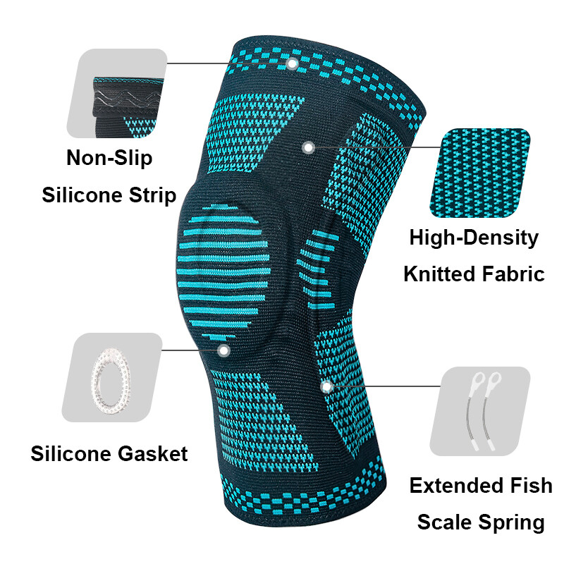 Silicone Knee Sleeve Compression Brace Support Gym Joint Pain Arthritis Relief