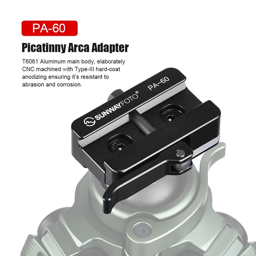 Sunwayfoto Arca-Swiss Mount Tripod Picatinny Rail Adapter ，Arca/RRS Compatible