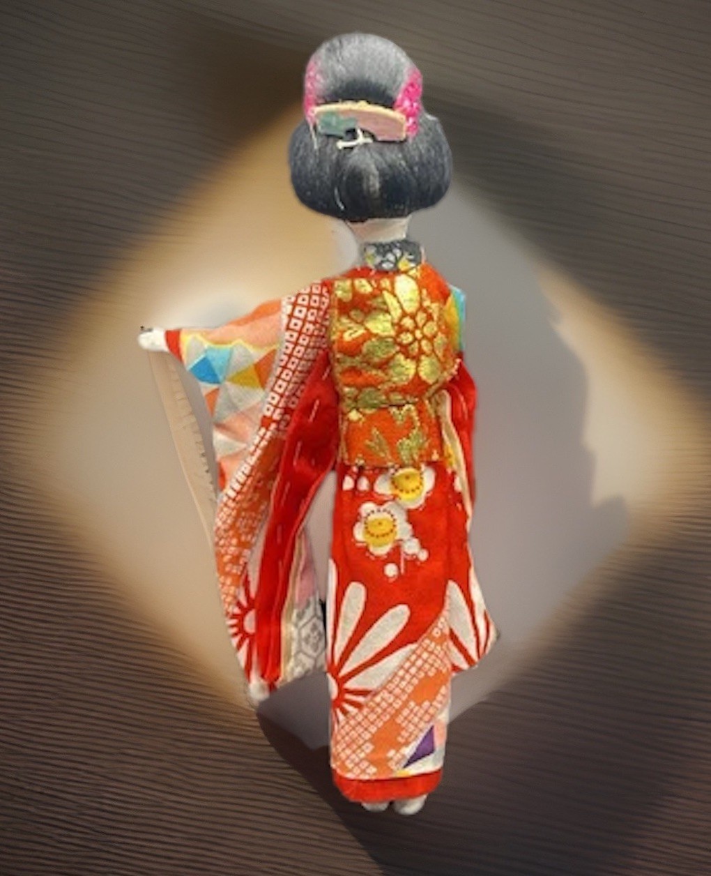 Rare Vintage Japanese Hand Made Japanese Geisha Girl Old Signs Of Age Decay Face