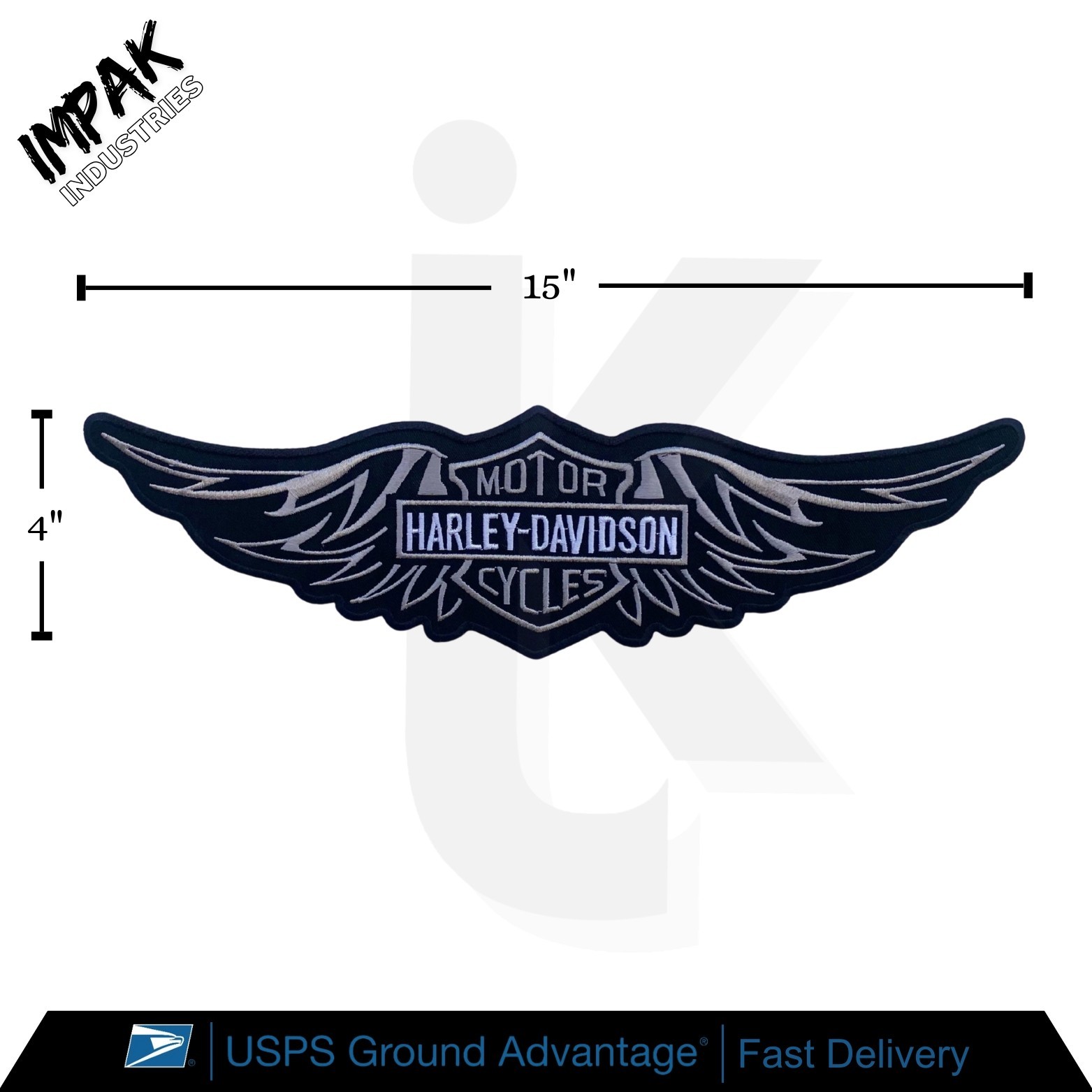 Harley Davidson Large Grey Eagle Wing Embroidered patch Sew Iron On Patch 15"