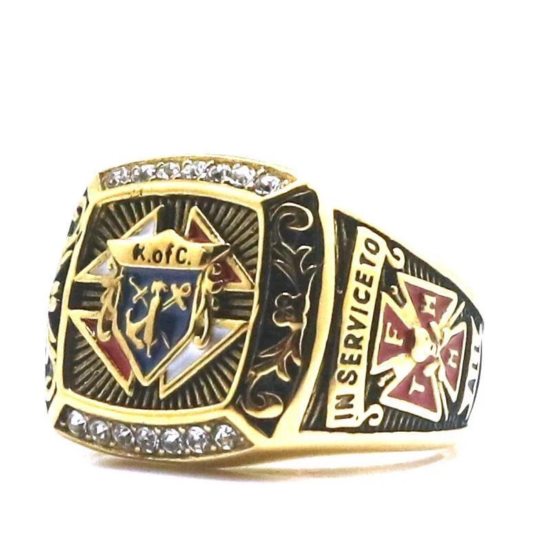 Unisex 316L Stainless Steel Knights Of Columbus Cross Ring Catholic Christianity