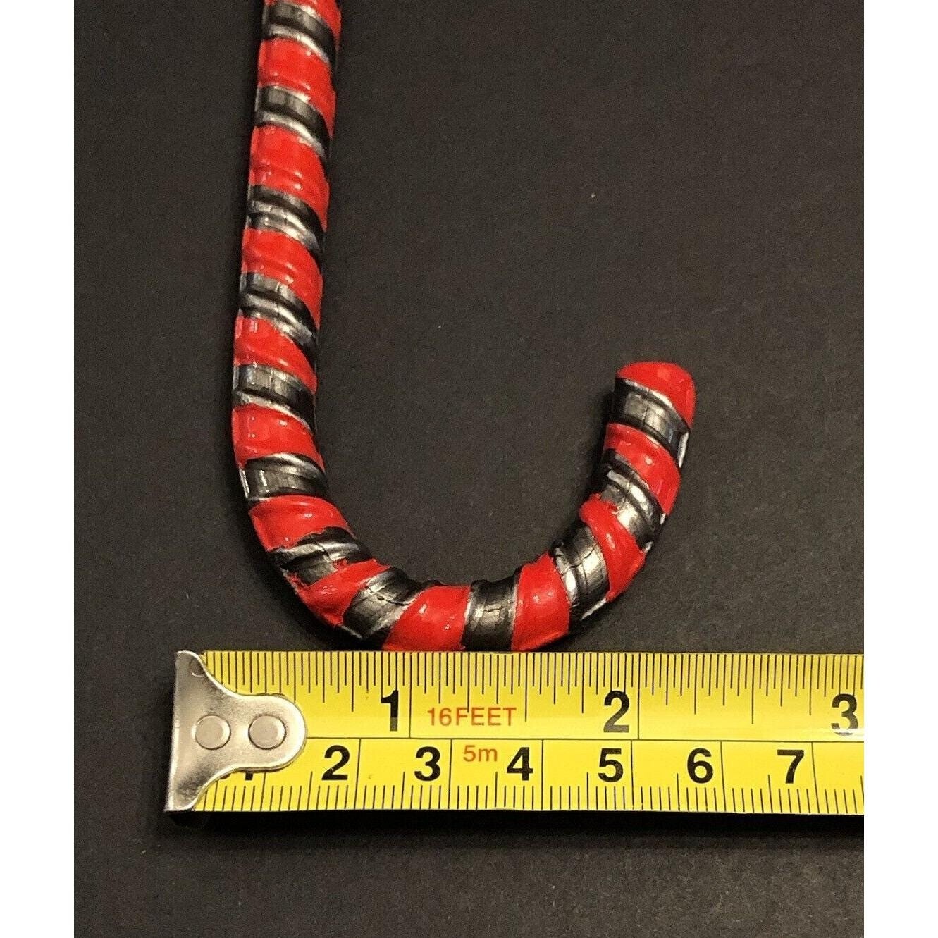 Iron Art Hand Bent Rebar Ornament Christmas Metal Candy Cane Red Striped
