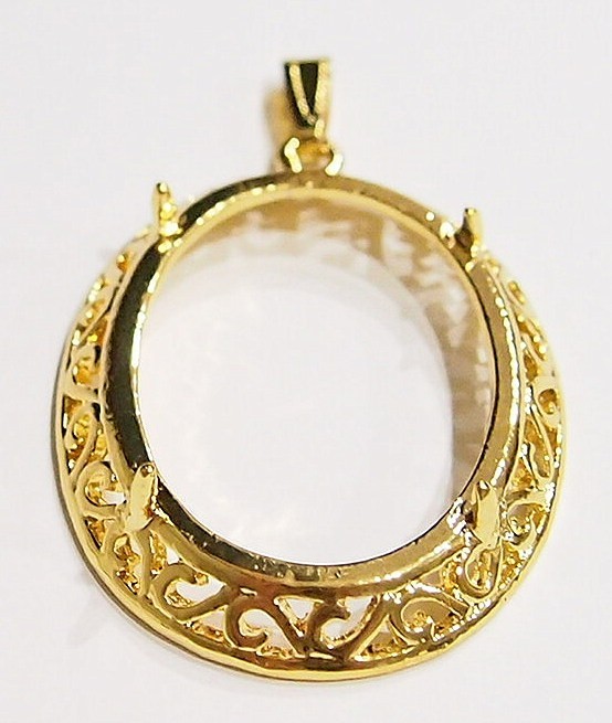 4 of 40x30mm Shiny Gold Victorian Deco Thick Scroll Gorgeous Pendant Setting