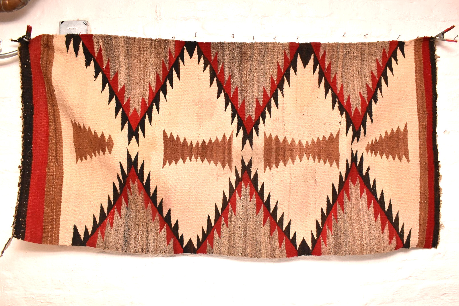 Antique Navajo Large Rug Native American Indian Weaving 62x31 Textile Vintage