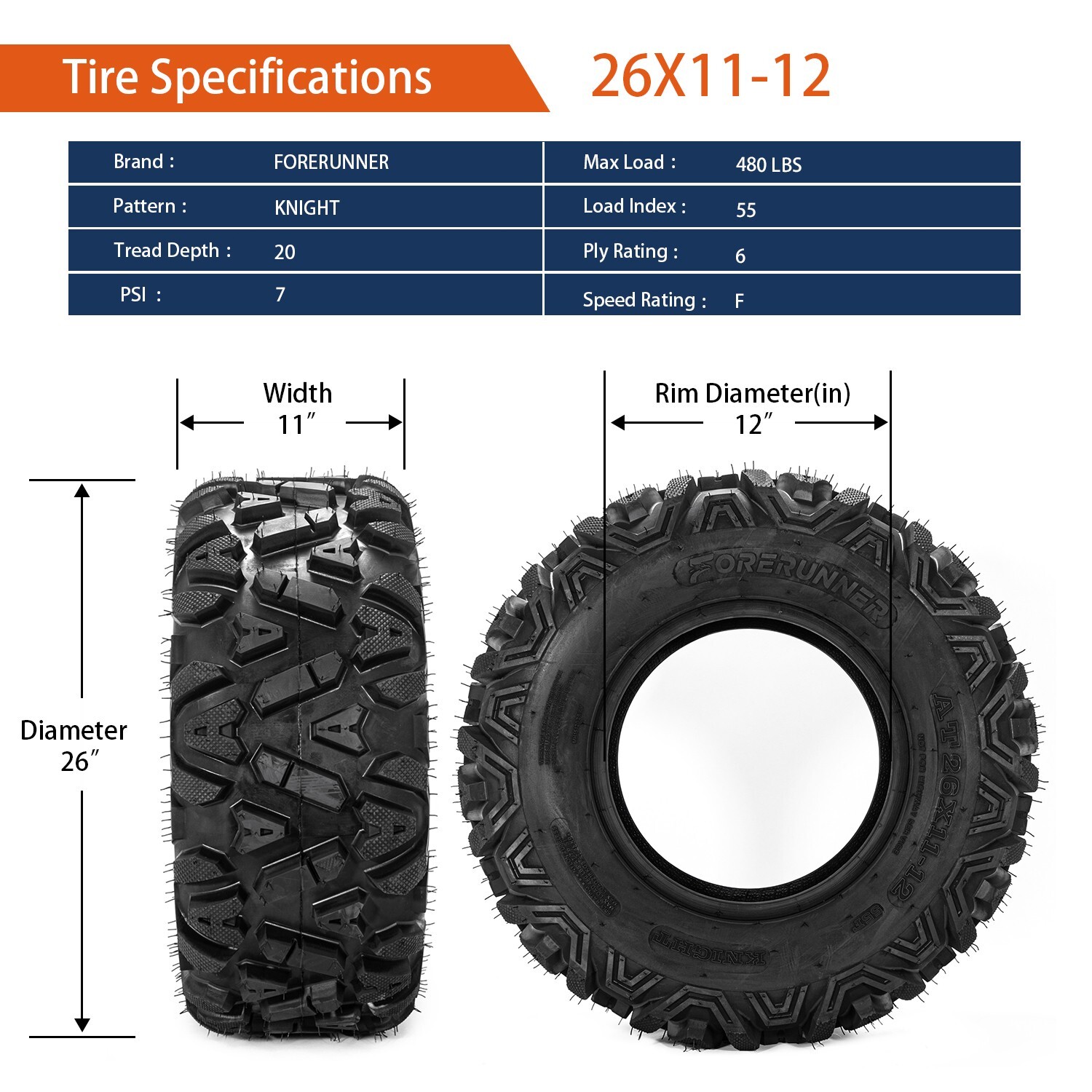 26x9x12 26x11x12 Set of 4 ATV UTV Mud Tires 26x11-12 26x9-12 Front Rear Full Set