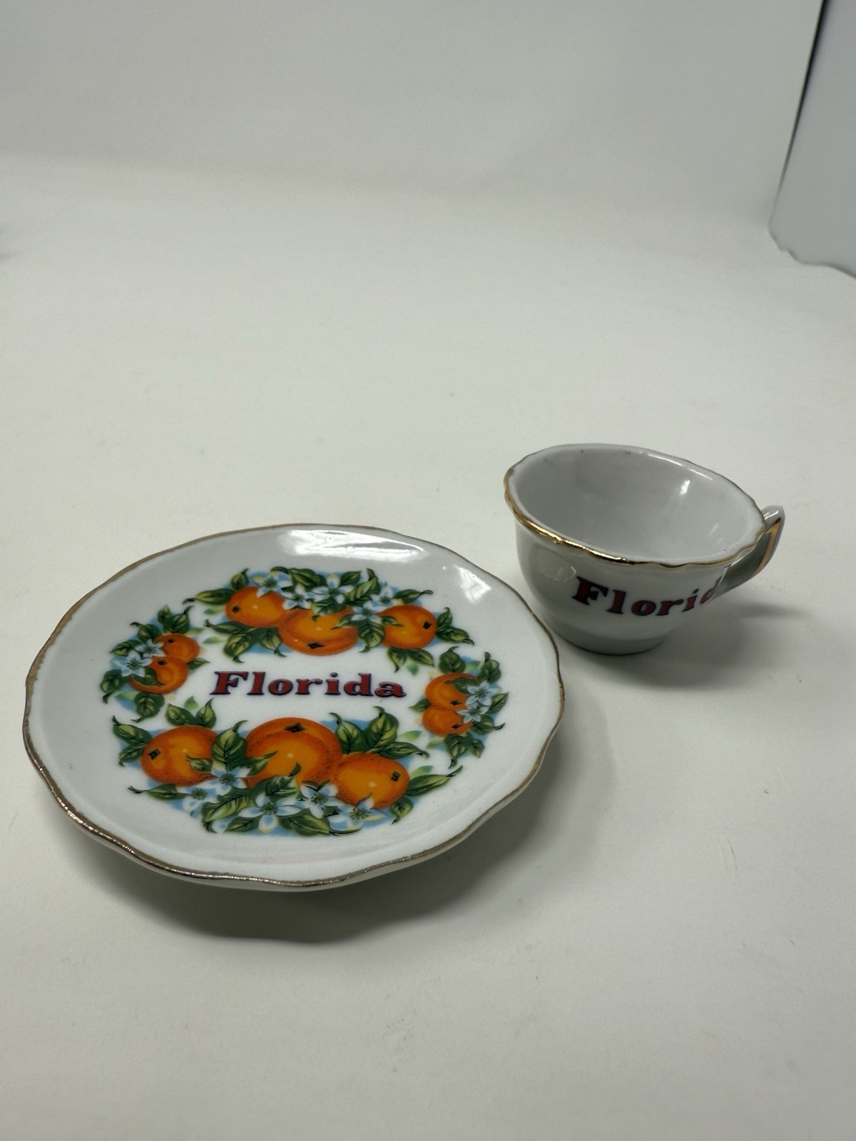 VTG Florida Miniature Cup And Saucer Souvenir Oranges