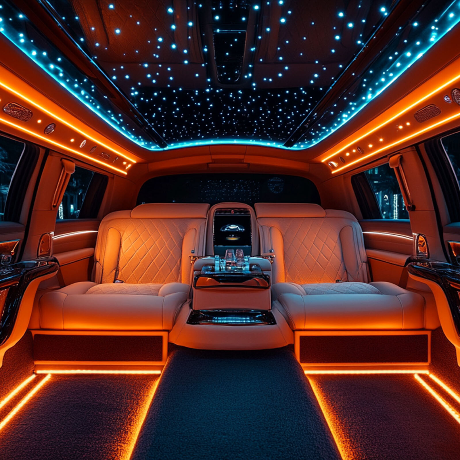 RGB 10-in-1 Interior Car LED Strip Light Neon Ambient Light Kit Fiber Optic Tube