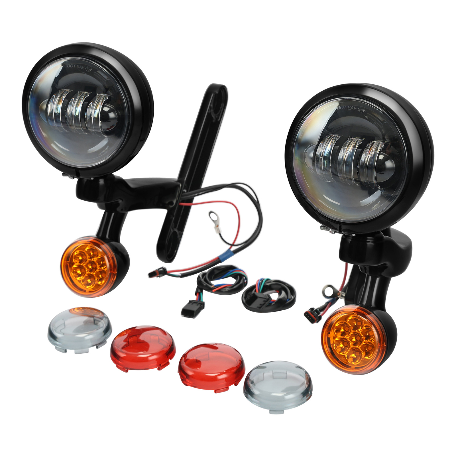 4.5"Auxiliary LED Spot Fog Light Turn Signal For Harley Electra Road Glide 94-24