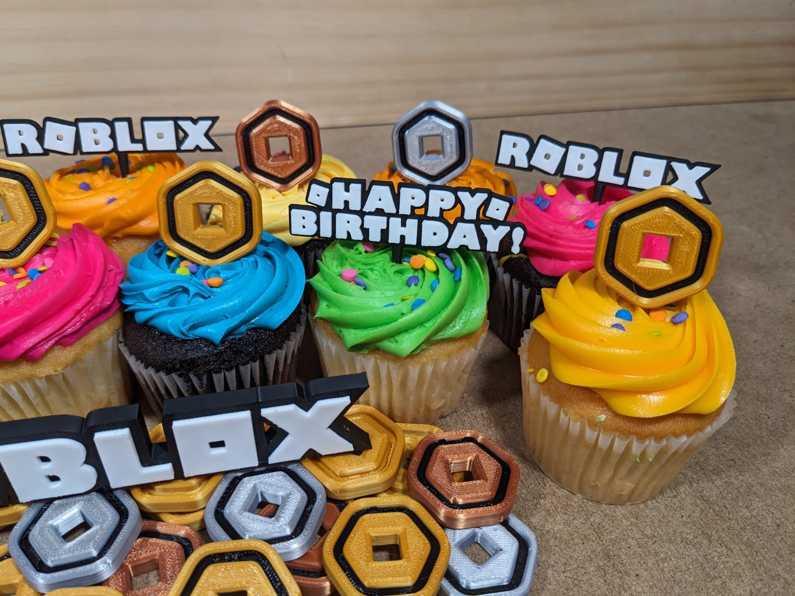 Roblox Birthday Party Cupcake Donut or Pastry Toppers Roblox Font