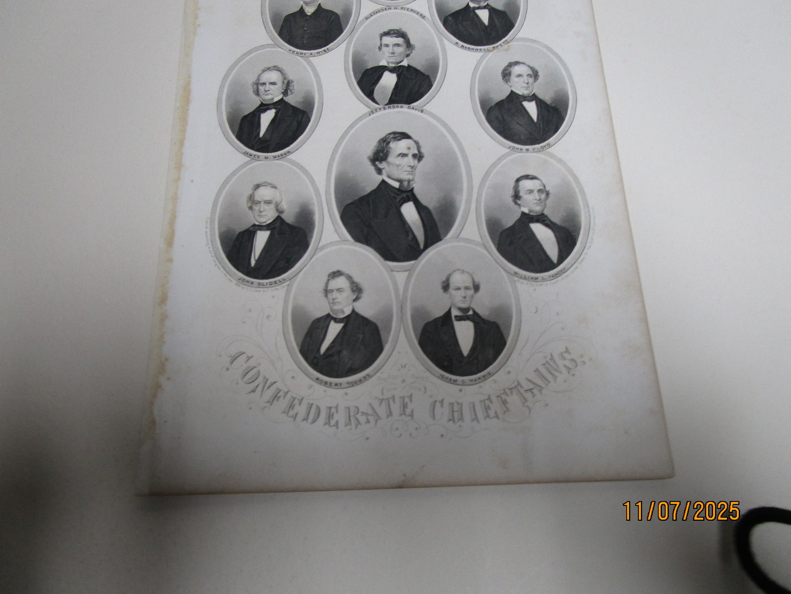 CONFEDERATE CHIE FTAINS CIVIL WAR POLITICAL ENGRAVING 1866 9 1/2 X 6 A-3