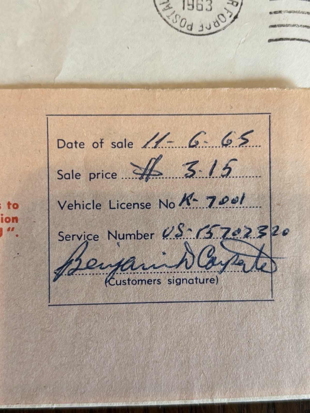 VINTAGE 1963 ESSO-NATO military Gas Coupon ￼U.S /NATO forces ￼ITALY (5liters)