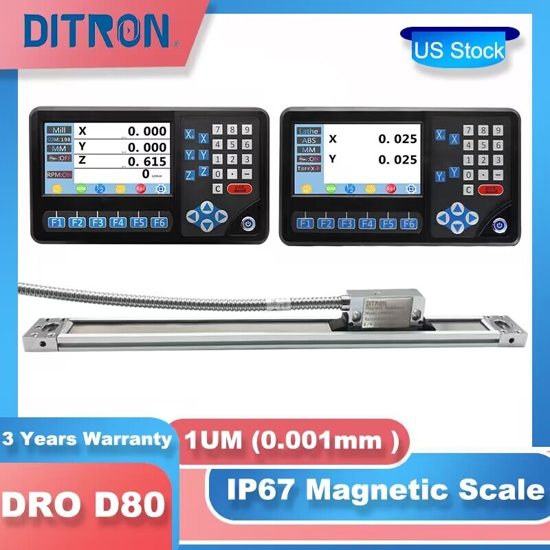 1UM Magnetic Scale Digital Readout 3Axis 2Axis DRO Display fo CNC Milling Lathe