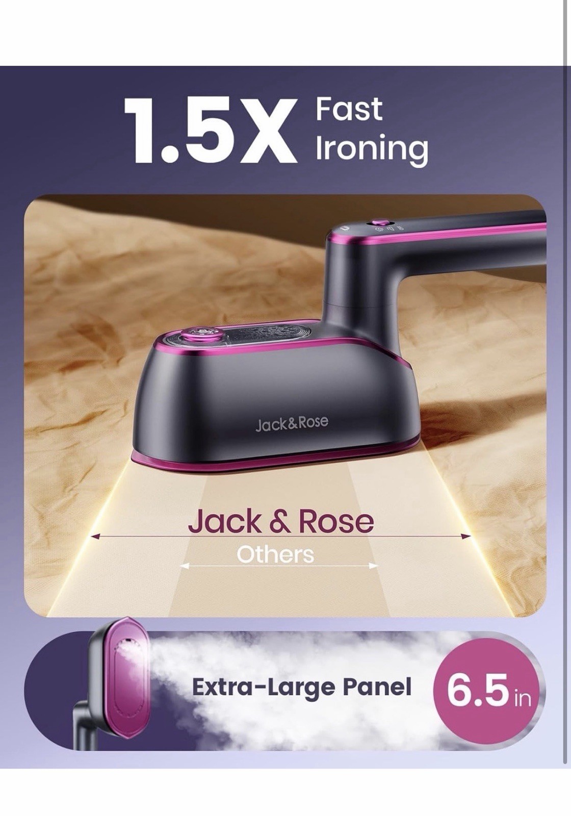 Jack and Rose Travel Steamer Iron Clothes Portable Handheld 1200W Fast Heat