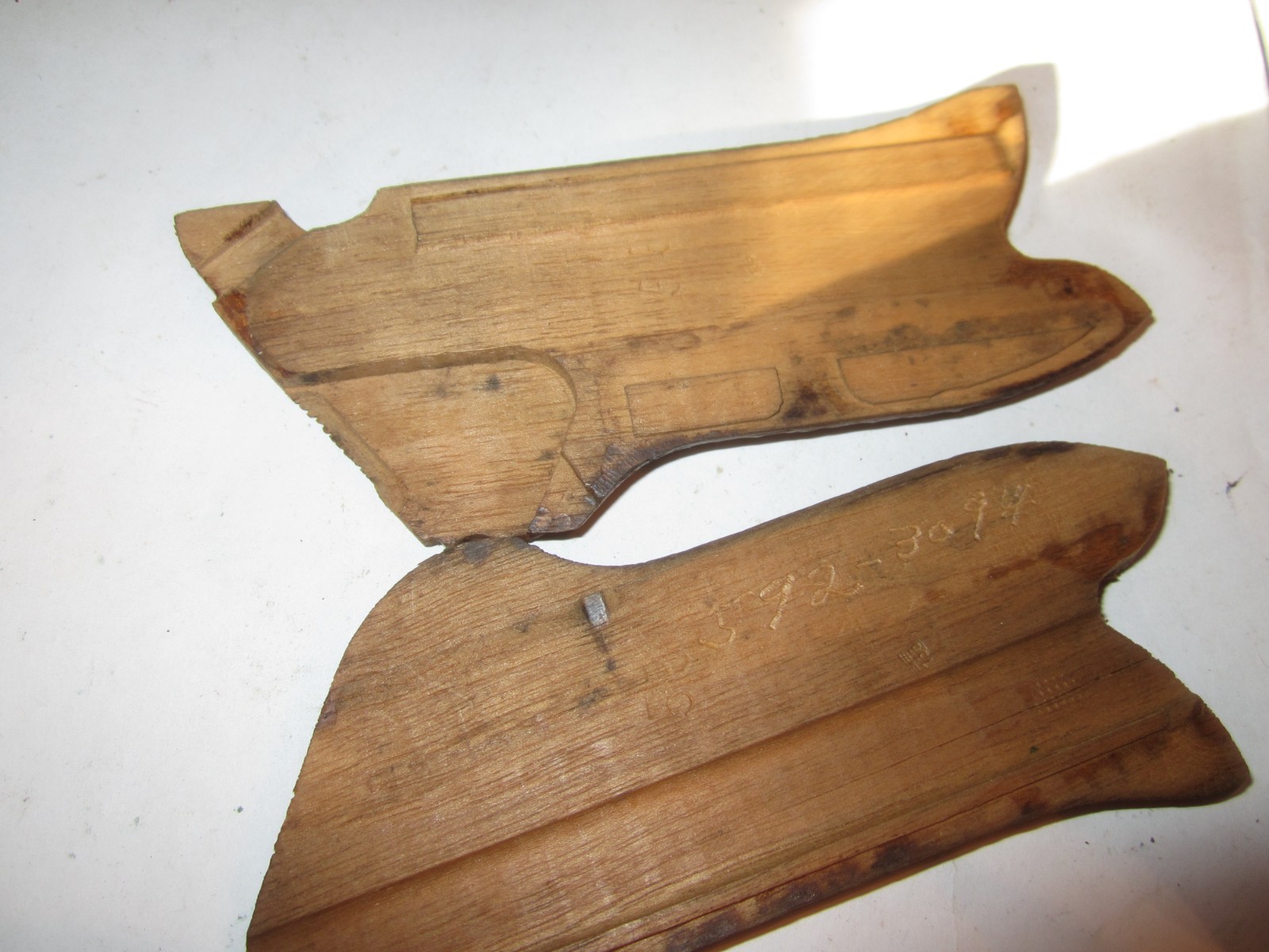 WWII WW2 Luger Mauser P08 SET OF Wooden Wood Grip 135 Proof Marked WITH A 55