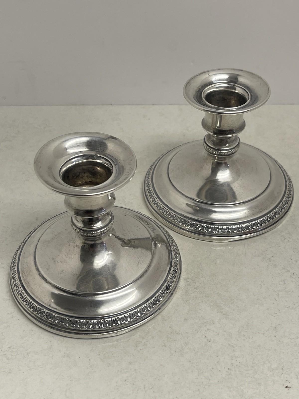 Webster Co Sterling Silver Candlestick Pair Vintage Weighted 335 Grams