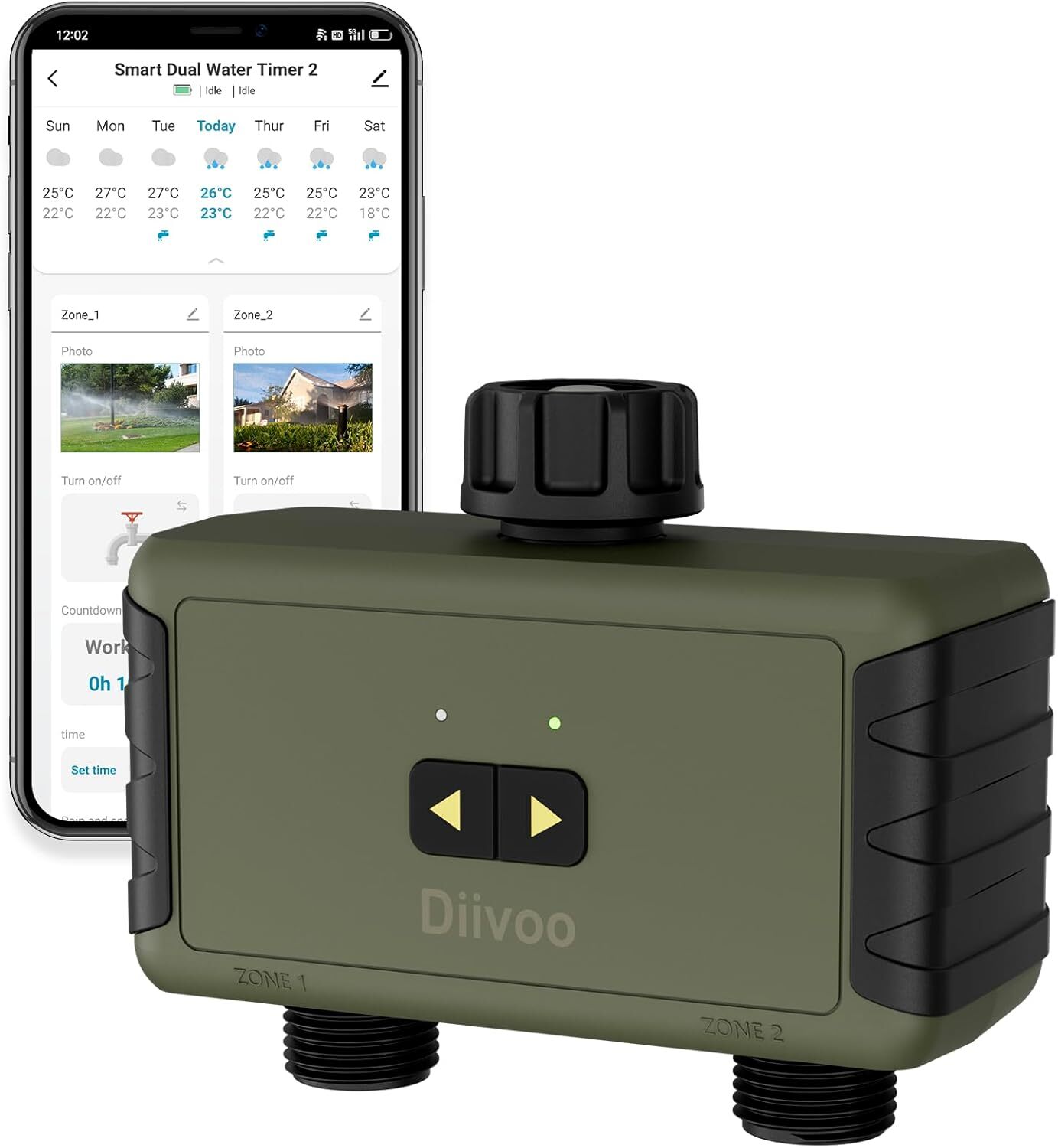 2 Outlet Programmable Hose Watering Timer Sprinkler Timer Outdoor Water Timer