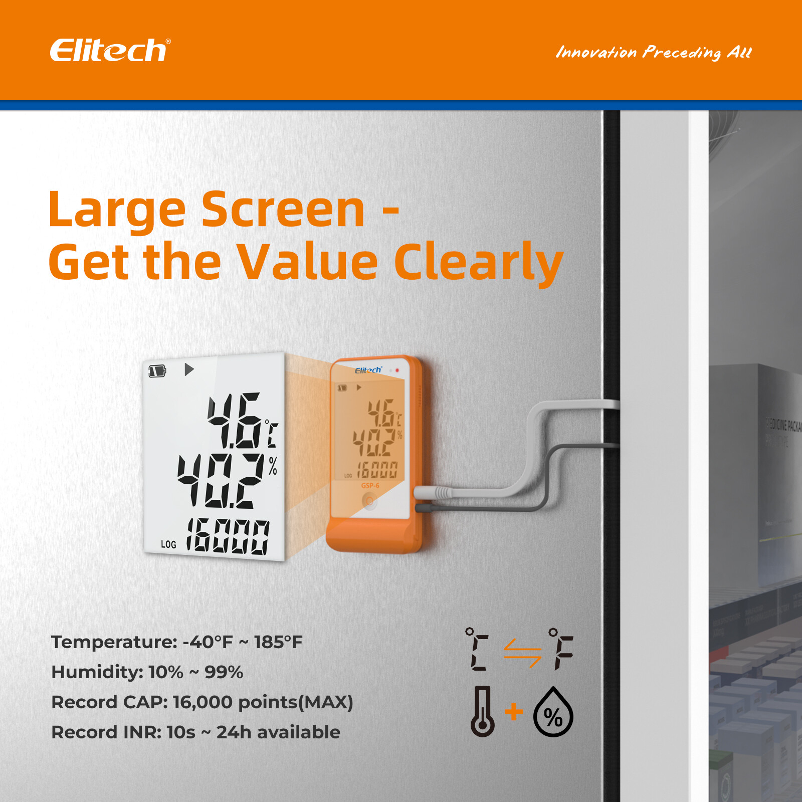 Elitech GSP-6 Temperature Data Logger Humidity Recorder Temperature Monitor