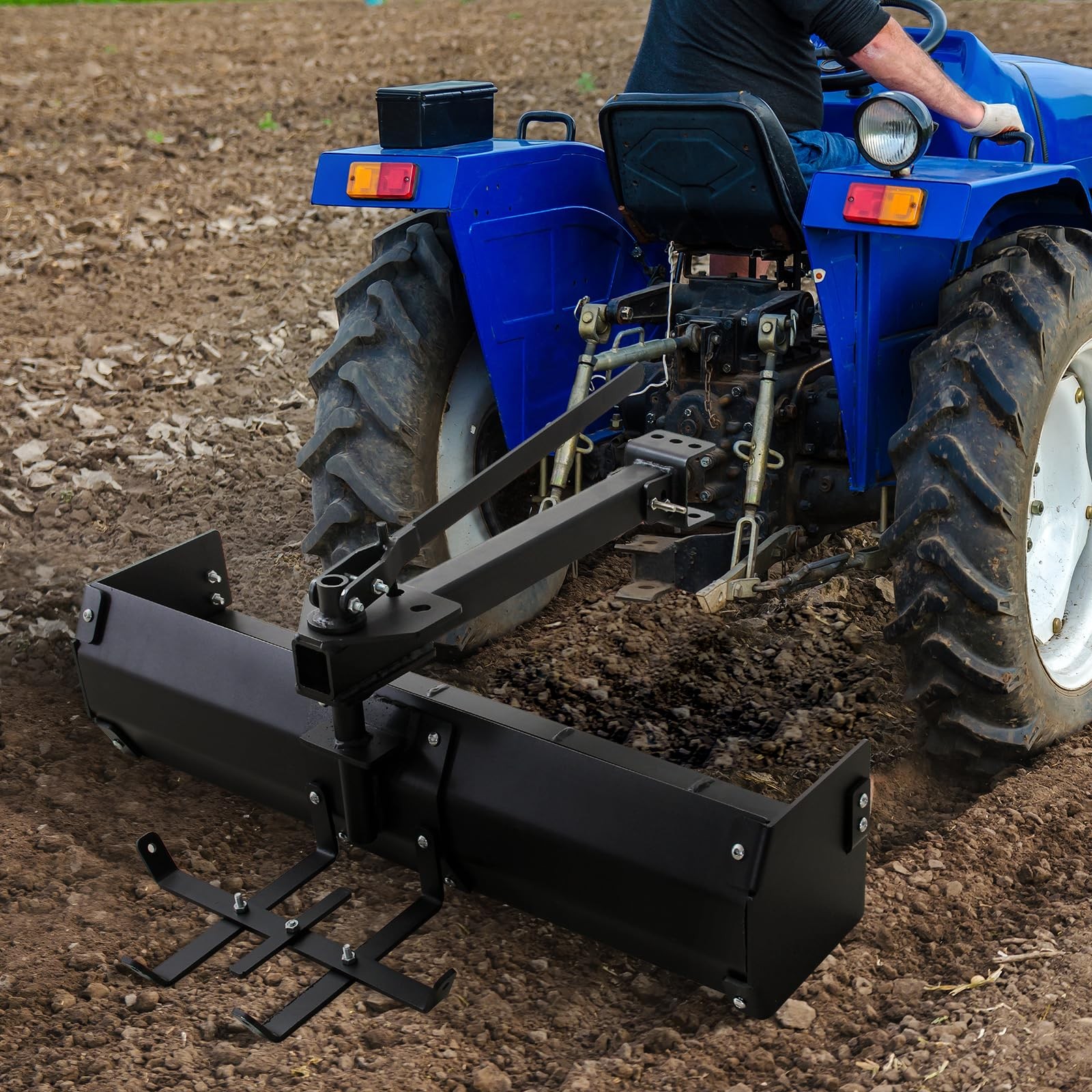 42" Steel Adjustable Tow Behind Box Scraper Blade Sleeve Hitch for Lawn Tractors