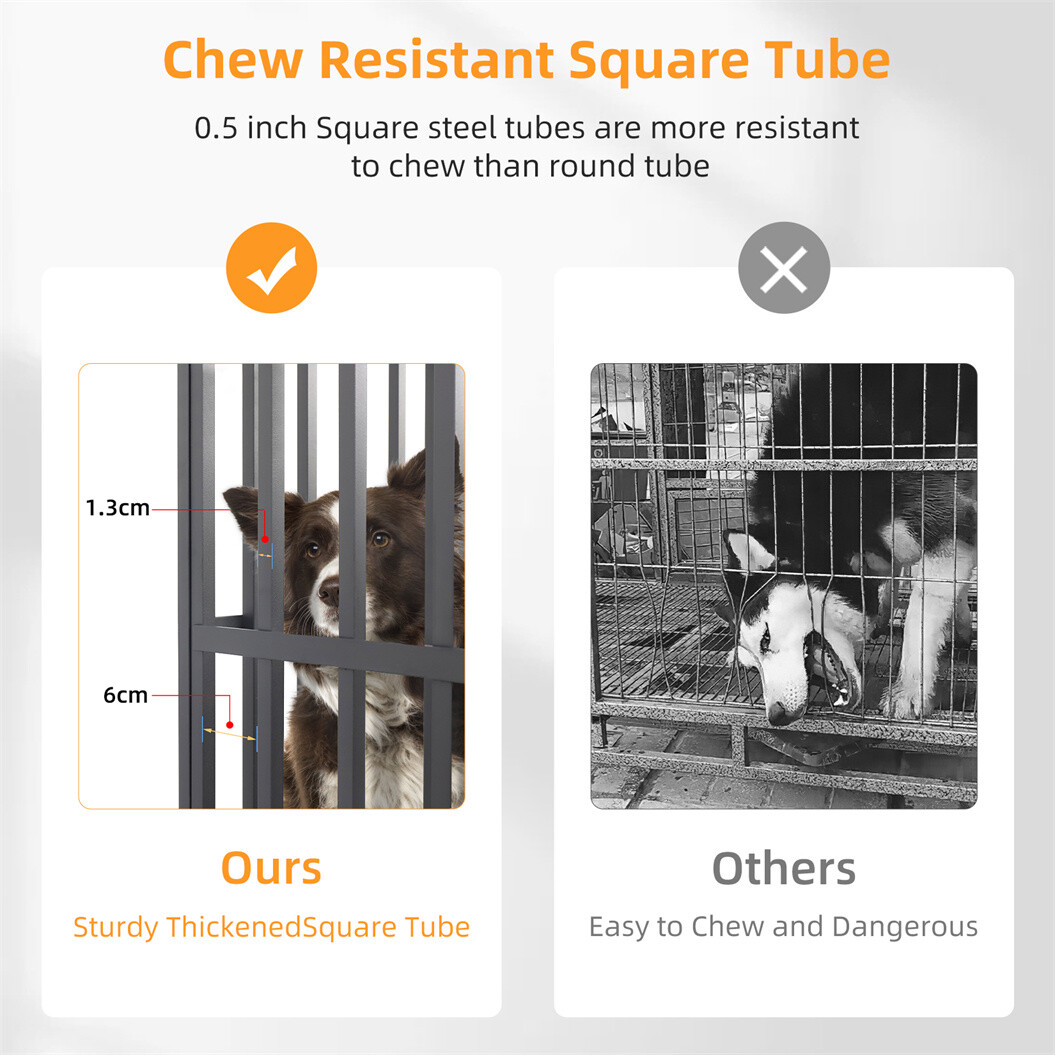 Chew-resistant Heavy Duty Metal Dog Cage Kennel Pet Crate Wheels Indoor Outdoor