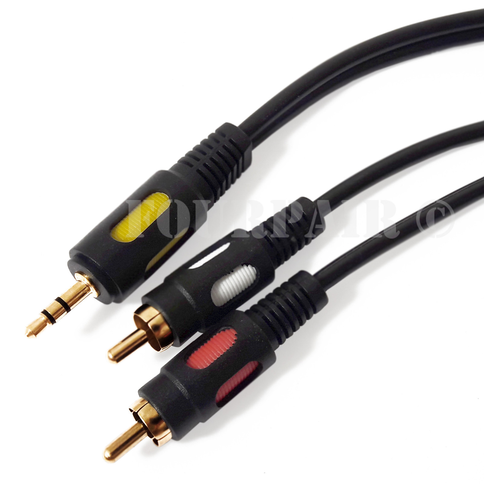 1.5ft 18 inch (1/8") 3.5mm AUX Stereo to 2 RCA Male Audio Y Cable Cord Headphone