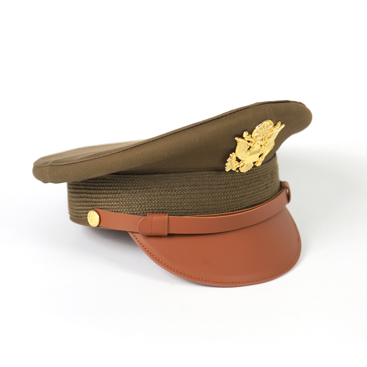 7 3/8 WW2 US Army Visor Hat Officer Cap Eagle Badge WWII Reproduction