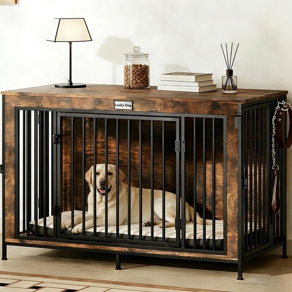 XL 48 Inch Rustic Wooden Dog Crate Furniture TV Stand Entertainment Center
