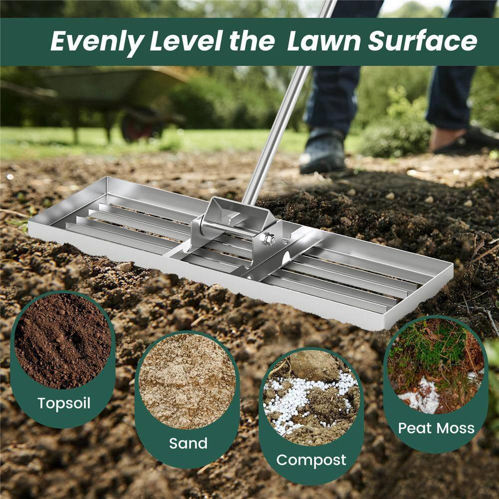 67 In. Lawn Leveling Rake Heavy-Duty Level Lawn Tool for Garden Backyard/Lawn Si