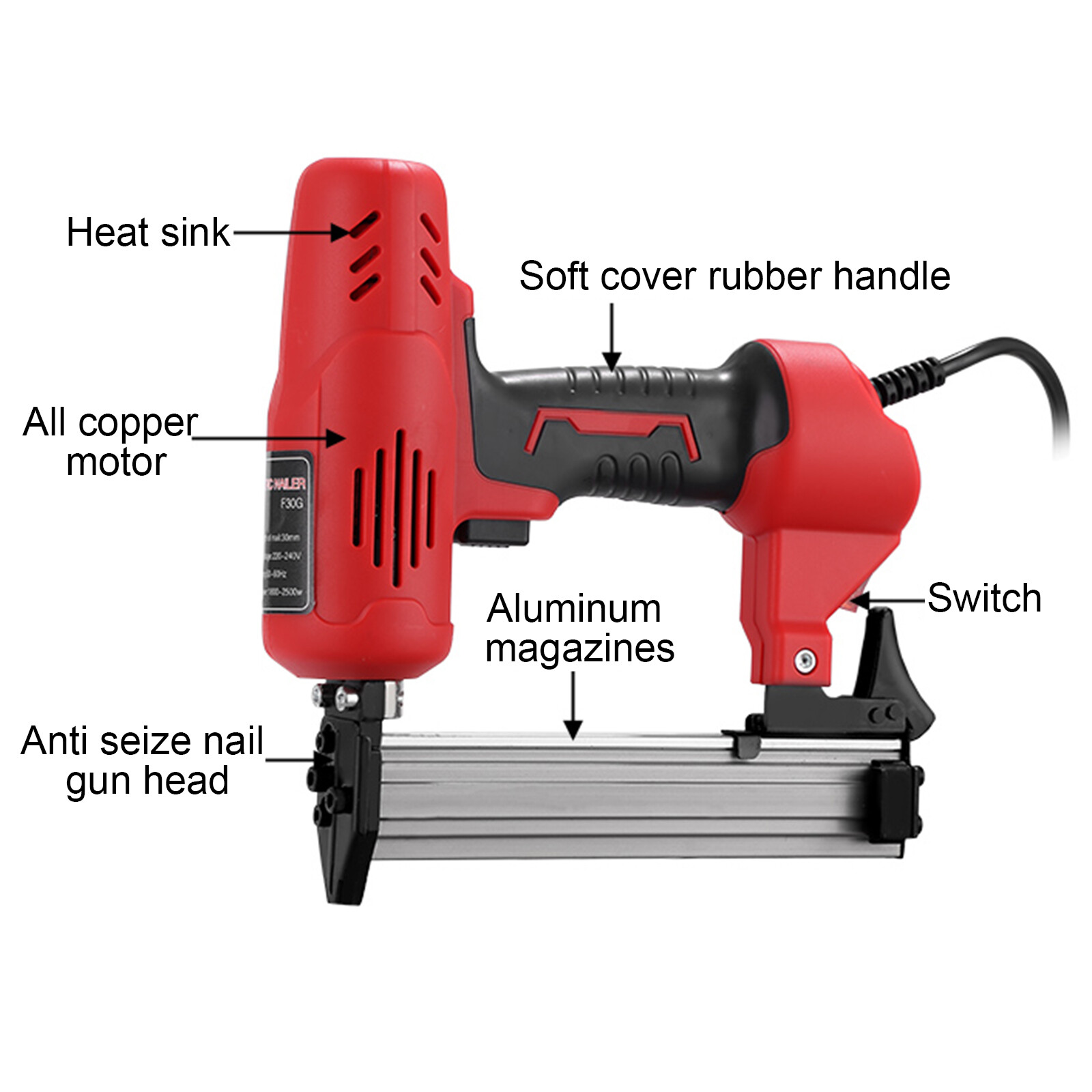 2600W Electric Nail Gun Portable Grip Electric Nail Gun For Framing Nails&Carpen