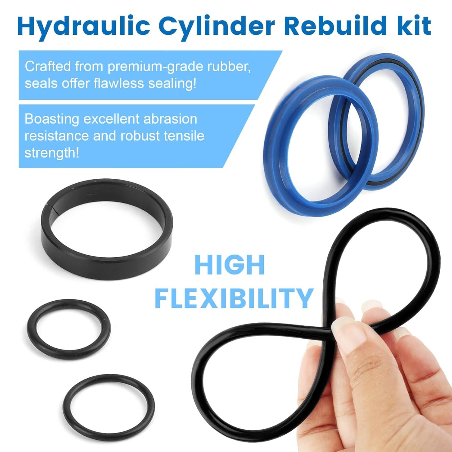 Hydraulic Log Splitter Cylinder Rebuild Seal Kit for 4.0"Bore x1.75"Rod Cylinder