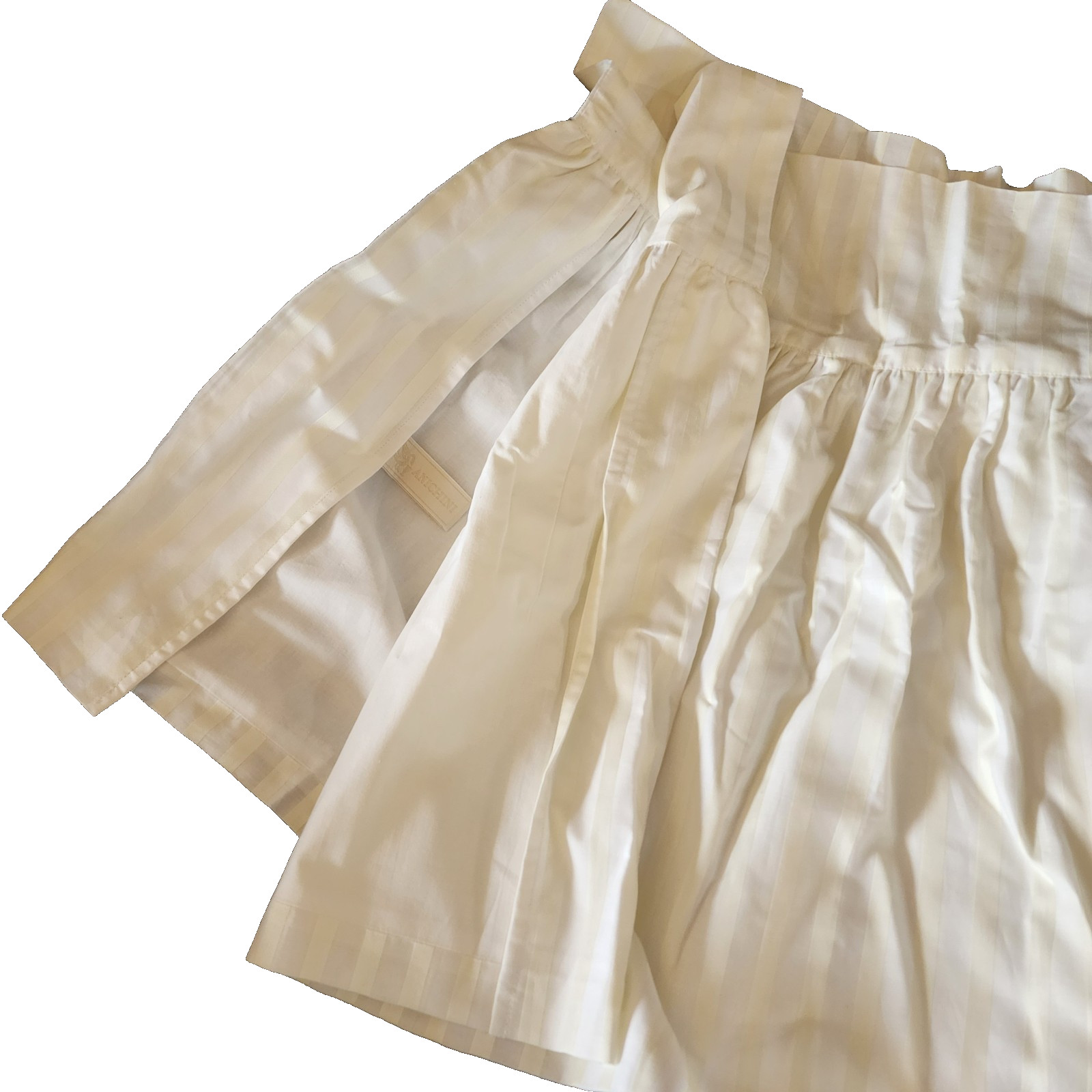 Anichini Euro Bed Skirt Set - 2x-82"x20" 1x-64"x20" Cream Striped Damask USA