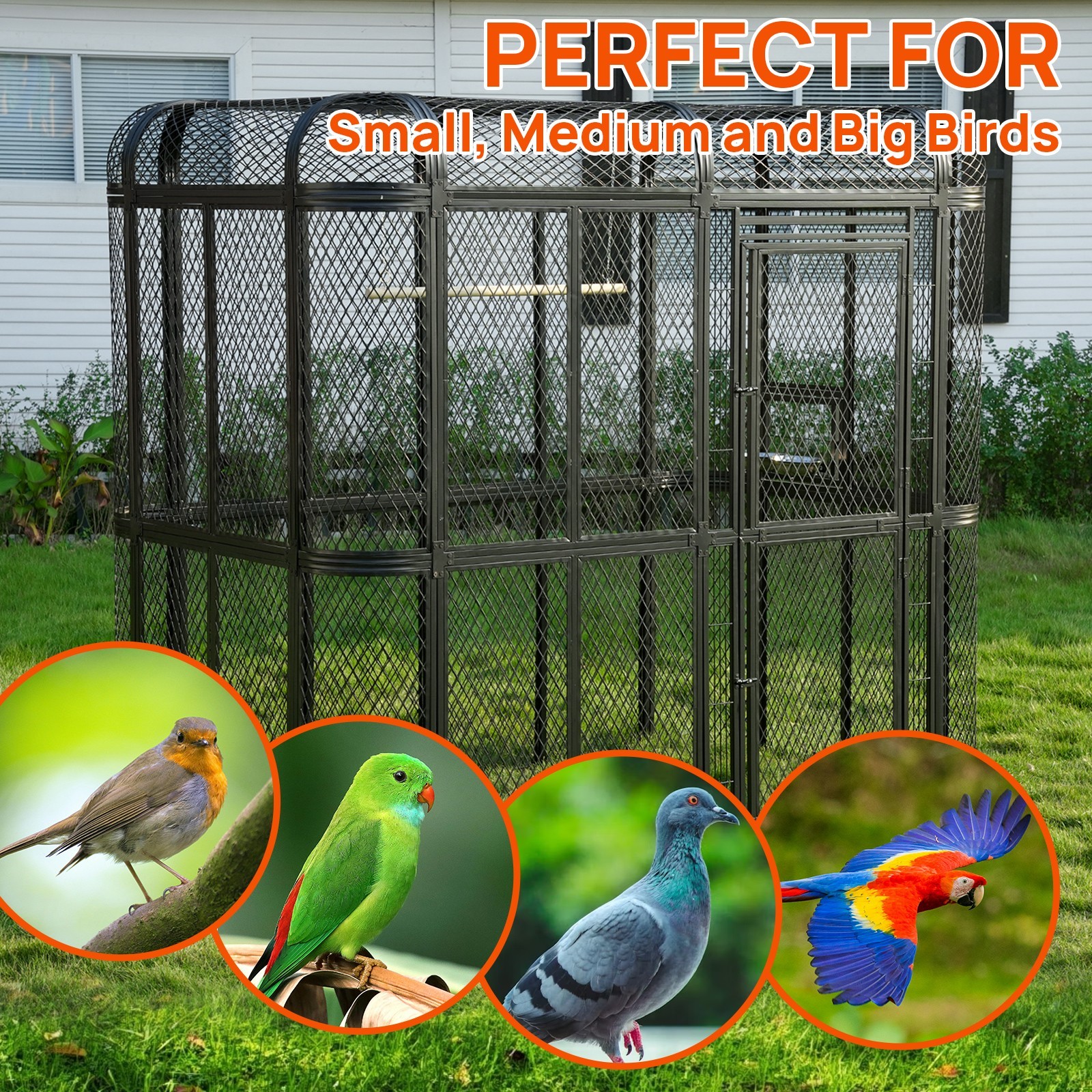 Extra Large Flight Metal Bird Cage Aviary Parrot Macaw Finch Tight Bar Spacing
