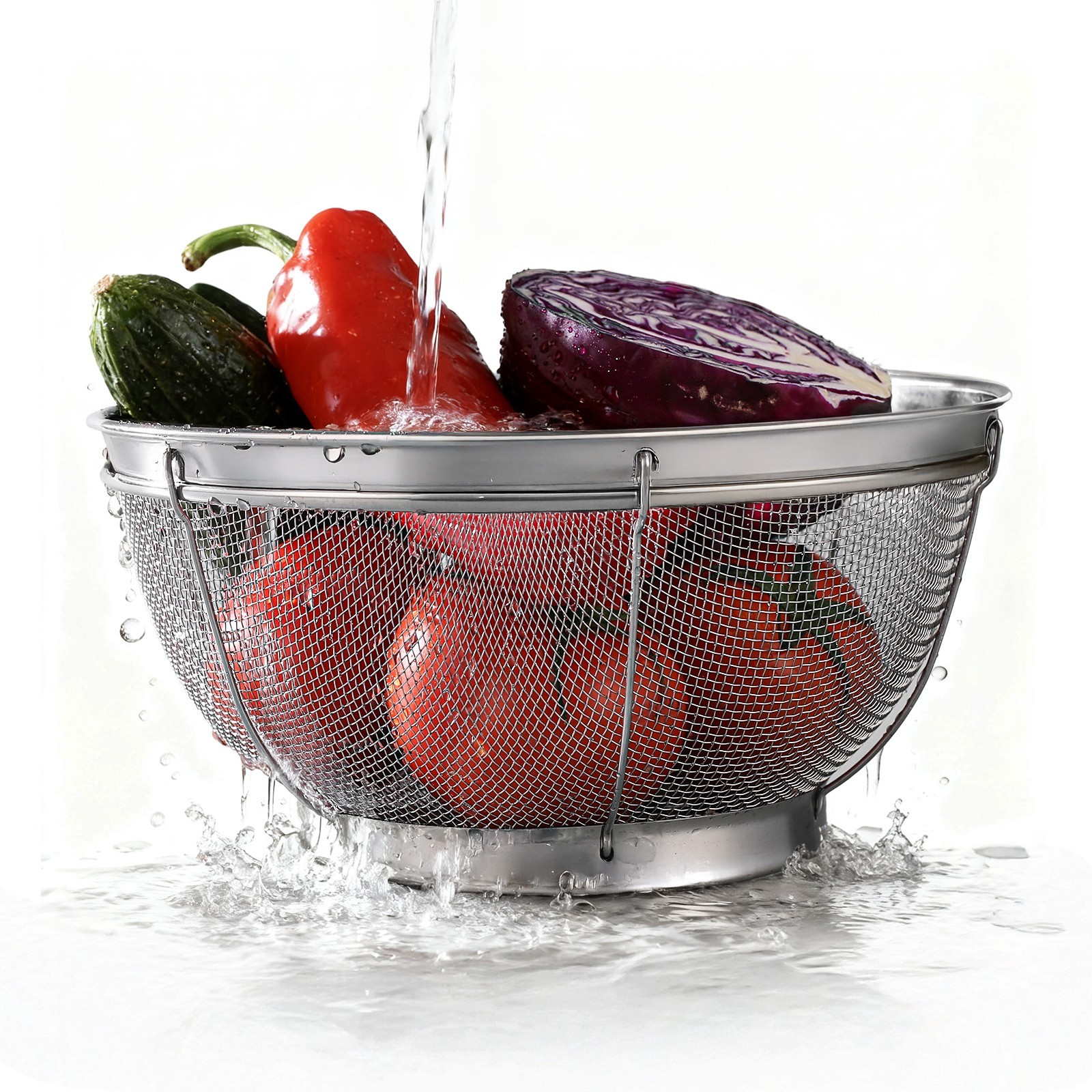 tastyWay 3Pcs Colander Baskets Stainless Steel Fine Mesh Strainer for Kitchen