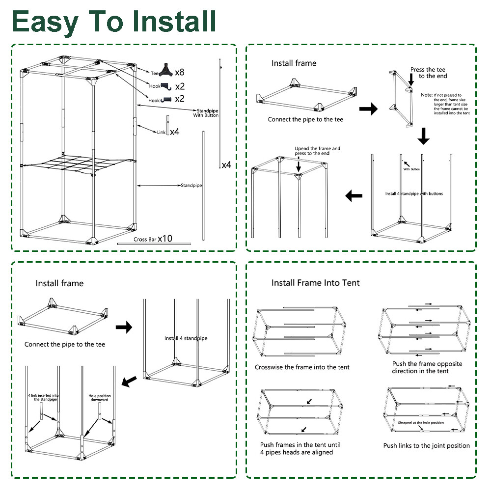 24"x24"x55" Grow Tent Kit w/LED Full Spectrum Grow Light +Ventilation Inline Fan